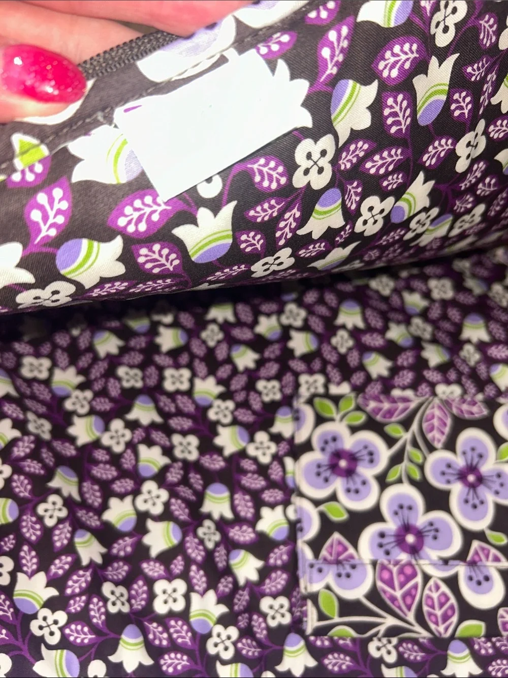 EUC Vera Bradley Purple Floral Quilted Electronics Sleeve with Green Accents